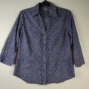 Chicos Button Up Blouse Chicos Sz 1 = M/8 Blue white